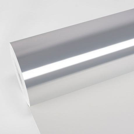 Polished light silver mirror chrome vinyl wrap - TeckWrap reflective cast film CMC01