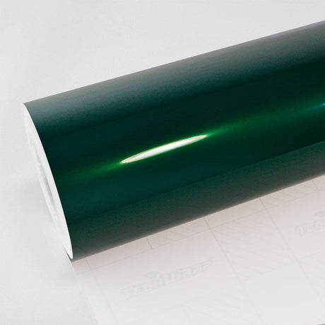 TeckWrap Hunter Green (GAL29-HD) glossy vinyl wrap roll showcasing a deep, reflective green shade ideal for car wraps.