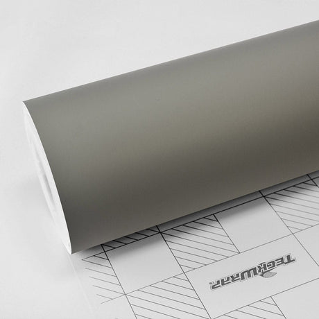 TeckWrap Matte Lizard Grey (SCM23-R) vinyl wrap roll showcasing its smooth, sophisticated matte finish.