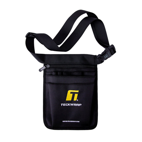 Front view of TeckWrap Tool Pouch with adjustable shoulder strap and branded logo.